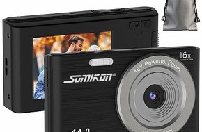 PEARL GmbH: Besondere Momente in Foto und Video festhalten: Somikon Digitale Foto-Kompaktkamera, interpolierte 4K-Auflösung, Sony-Sensor, 44 MP