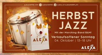 B.C Neumann PR: Herbstjazz im ALEXA: Exklusiver verkaufsoffener Sonntag am 4. Oktober