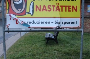 Polizeidirektion Montabaur: POL-PDMT: Mutwillige Sachbeschädigung an Hinweistafel *** Zeugen gesucht***