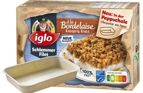 iglo Deutschland: Grüne Woche 2020: Nachhaltige Verpackungsinnovation im Tiefkühlregal/ iglo bringt echte Pappschale für die Backofenzubereitung auf den Markt (FOTO)