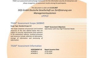 DQS Holding GmbH: Informationssicherheit in der Automobilindustrie: Pr&uuml;fdienstleister DQS unterzieht sich TISAX&reg;-Assessment