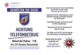 Polizeiinspektion Delmenhorst / Oldenburg - Land / Wesermarsch: POL-DEL: Polizeiinspektion Delmenhorst/Oldenburg-Land/Wesermarsch: Warnung vor Anrufen von falschen Polizeibeamten