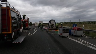 Verkehrsdirektion Mainz: POL-VDMZ: LKW-Anhänger auf der A63 Höhe Wörrstadt in Fahrtrichtung Mainz umgekippt. Autobahn gesperrt
