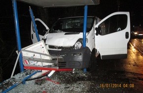 Polizeiinspektion Hildesheim: POL-HI: Polizei sucht Unfallzeugen - Haltestellenhaus zerstört