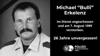 Polizei Hagen: POL-HA: Zum 26. Todestag von Michael "Bulli" Erkelenz - Gedenken an unseren getöteten Kollegen