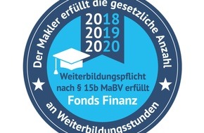 Fonds Finanz Maklerservice GmbH: Fonds Finanz: Makler erhalten Weiterbildungssiegel für IDD- und MaBV-Stunden