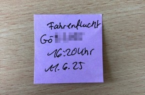 Polizeiinspektion Göttingen: POL-GÖ: (198/2025) Unfallflucht auf dem Parkplatz der Eiswiese - unbekannter Zeuge hinterlässt Nachricht am Spiegel des Geschädigten
