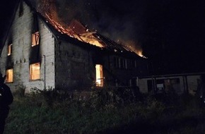 Polizeidirektion Pirmasens: POL-PDPS: Wohnhausbrand Trulben-Winterbrunnerhof