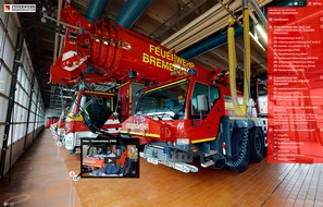 Feuerwehr Bremerhaven: FW Bremerhaven: Neue virtuelle Präsenz der Feuerwehr Bremerhaven. Einladung zum Rundgang durch die Leitstelle und Fahrzeughallen der Feuerwehr Bremerhaven.