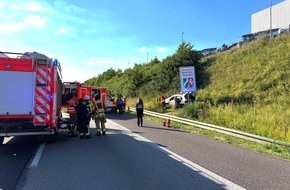 Feuerwehr VG Asbach: FW VG Asbach: Verkehrsunfall auf der A3 - 4 Erwachsene und 1 Kind bei Alleinunfall betroffen