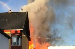 Polizeidirektion Koblenz: POL-PDKO: Gebäudebrand, Vollbrand eines landwirtschaftl. Ökonomiegebäudes