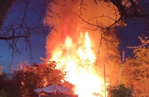 Polizeidirektion Neustadt/Weinstraße: POL-PDNW: (Haßloch) Brand einer Gartenhütte