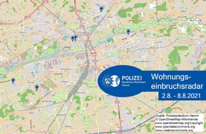 Polizeipräsidium Hamm: POL-HAM: Wohnungseinbruchsradar Hamm für die Woche 02.08.2021 bis 08.08.2021