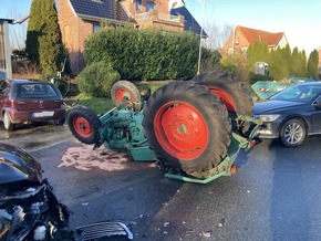 POL-STD: Traktor bei Unfall umgestürzt - Fahrer leicht verletzt, Zwei Einbrüche in Jork, Audi in Sauensiek ausgebrannt, Einbrecher in Buxtehuder Restaurant