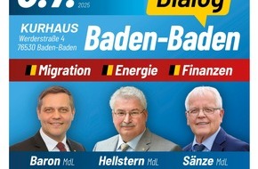 AfD-Fraktion im Landtag von Baden-Württemberg: Einladung zum Bürgerdialog der AfD-Landtagsfraktion in Baden-Baden