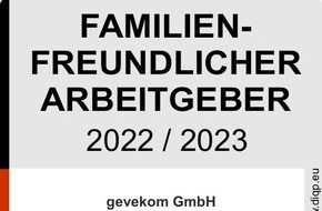 gevekom GmbH: gevekom als sehr guter familienfreundlicher Arbeitgeber ausgezeichnet