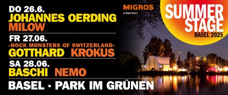 act entertainment ag: Summerstage 2025 präsentiert: Rock Monsters of Switzerland - Gotthard / Krokus | 27.06.2025, Park im Grünen, Basel
