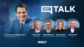 WELT Nachrichtensender: "WELT TALK" heute um 15 Uhr mit Klaus Ernst (DIE LINKE), Oleksii Makeiev, (Botschafter der Ukraine), Sarah Pagung, (Körber Stiftung) und Michael Roth (SPD) / Thema: Russlands Krieg gegen die Ukraine