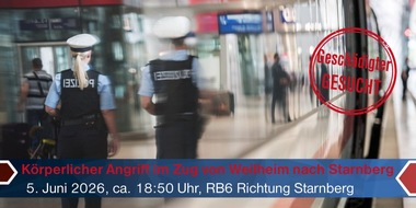 Bundespolizeidirektion M&uuml;nchen: Bundespolizeidirektion M&uuml;nchen: Nach Angriff in Regionalbahn / Bundespolizei sucht unbekannten Gesch&auml;digten