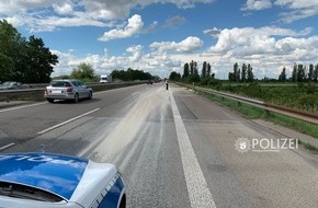 Polizeidirektion Neustadt/Weinstraße: POL-PDNW: Polizeiautobahnstation Ruchheim Lkw verliert Ladung