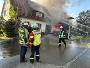 KFV Bodenseekreis: Großbrand in Obereisenbach zerstört Werkstatt und Wohnhaus