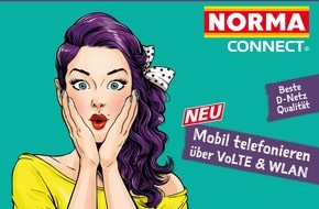 NORMA: NORMA-Connect Telefontarif bekommt kostenloses "Voice over LTE"- und "WLAN-Call"-Upgrade / Bessere Sprachqualität, schnellere Verbindung und weniger Akkuverbrauch