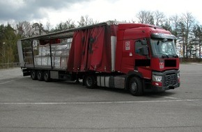 Polizeidirektion Kaiserslautern: POL-PDKL: A6/Kaiserslautern, Verkehrsunsicherer Sattelzug