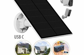 PEARL GmbH: revolt Solarpanel für Akku-IP-Kameras mit USB-C, 5 Watt, 5 V, IP65: Akkubetriebene Überwachungskameras und mehr unabhängig mit Strom versorgen