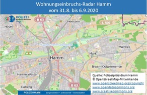 Polizeipräsidium Hamm: POL-HAM: Wohnungseinbruchs-Radar für die Woche vom 31.8. bis 6.9.2020