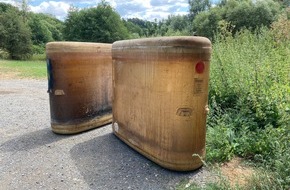Polizeipr&auml;sidium Mittelhessen - Pressestelle: Mittelhessen: LAHN-DILL-KREIS: Heiz&ouml;ltanks illegal entsorgt - Polizei sucht Zeugen
