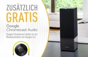 Panasonic Deutschland: Weihnachten mit Panasonic und Google / Sprachgesteuerten Panasonic Lautsprecher SC-GA10 kaufen und Google Chromecast Audio gratis dazu bekommen