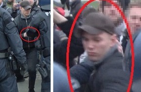Polizeipräsidium Nordhessen - Kassel: POL-KS: Tätlicher Angriff auf Bundespolizisten bei Demo am 20. März: Öffentlichkeitsfahndung mit Fotos von Tatverdächtigem