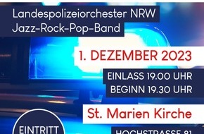 Polizei Hagen: POL-HA: Weihnachtliches Benefizkonzert des Landespolizeiorchesters NRW am 01.12.2023 in der St. Marien Kirche - Veranstaltung zugunsten des ambulanten Kinder- und Jugendhospizdienstes Sternentreppe