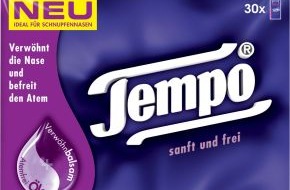 Tempo: Tempo's Geheimtipp bei Erkältung / Das neue Tempo sanft und frei pflegt und befreit die Nase