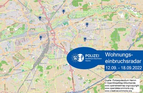 Polizeipräsidium Hamm: POL-HAM: Wohnungseinbruchsradar Hamm für die Woche vom 12. September bis 18. September 2022