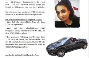 Polizeiinspektion Hildesheim: POL-HI: Gemeinsame Pressemeldung der Staatsanwaltschaft Hildesheim und der Polizei Hildesheim - Die Mordkommission sucht Zeugen!