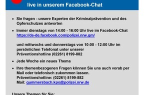 Kreispolizeibehörde Oberbergischer Kreis: POL-GM: 010520-336: Polizeiberatung jetzt auch digital