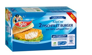 iglo Deutschland: Einmalig in den Tiefkühlregalen: iglo begeistert Burger-Fans mit neuem Käpt'ns Fischfilet Burger (FOTO)