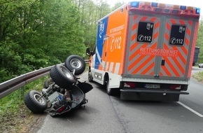 Kreispolizeibehörde Oberbergischer Kreis: POL-GM: Quad überschlägt sich - Fahrer schwer verletzt