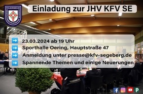 Kreisfeuerwehrverband Segeberg: FW-SE: Einladung zur Jahreshauptversammlung (Vertreter*innen der Presse)