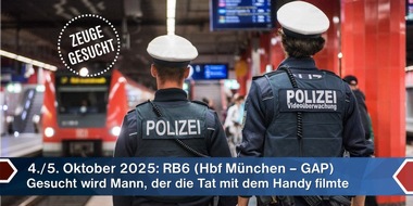 Bundespolizeidirektion München: Bundespolizeidirektion München: Zeugenaufruf mit Oktoberfestbezug - Bundespolizei sucht "Handy-Filmer"