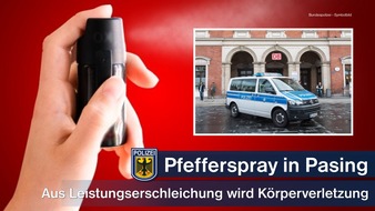 Bundespolizeidirektion München: Bundespolizeidirektion München: Heftiges Gerangel bei Fahrscheinkontrolle: Prüfdienstmitarbeiter setzten Pfefferspray ein