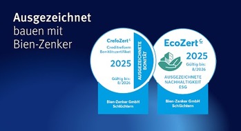 Bien-Zenker GmbH: Bien-Zenker bestätigt doppelte Stärke: CrefoZert und EcoZert auch 2025 verliehen