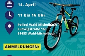 Polizeipräsidium Südhessen: POL-DA: Wald-Michelbach: Polizei lädt Interessierte zur Fahrradregistrierung ein/Voranmeldung nötig