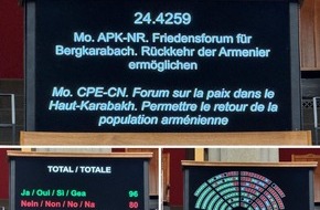 CSI Christian Solidarity International: Le Conseil national dit OUI au Forum sur la paix au Haut-Karabakh / La Suisse donne un signal important