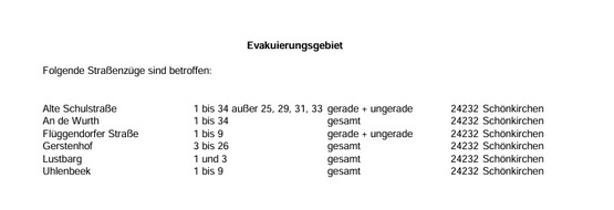 Polizeidirektion Kiel: POL-KI: 260814.2 Sch&ouml;nkirchen: Sonntag 16. August 2026 Bombenentsch&auml;rfung zwischen Fl&uuml;ggendorf und Oppendorf