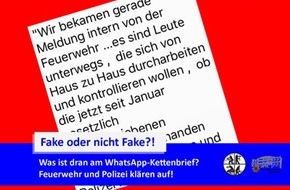 Polizeipräsidium Westpfalz: POL-PPWP: Kettenbrief via WhatsApp warnt vor falschen Feuerwehrleuten