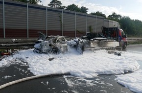 Polizeiinspektion Rotenburg: POL-ROW: ++ Hansalinie A1 - Auto fängt nach Auffahrunfall Feuer ++