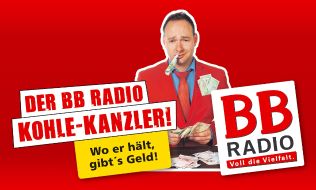 BB RADIO: Benni hält sein (Zahl)Versprechen! / BB RADIO-Moderator Benni ist der "Kohle-Kanzler" (BILD)