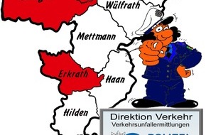 Polizei Mettmann: POL-ME: Verkehrsunfallfluchten aus dem Kreisgebiet - Heiligenhaus / Ratingen / Erkrath - 2209037